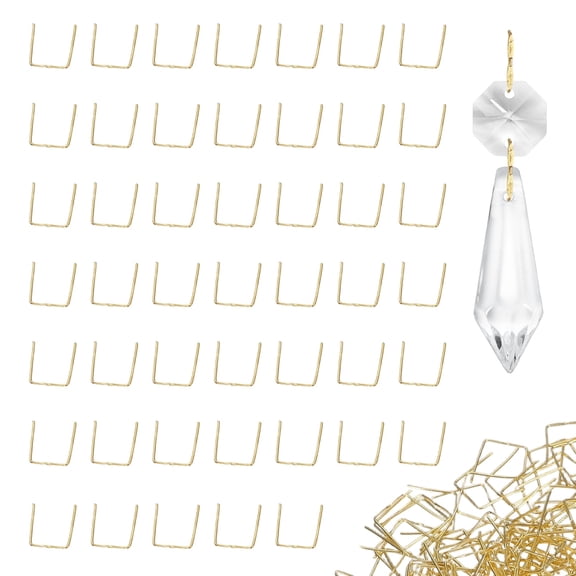 Uxcell 360 Pack Chandelier Crystal Hooks, 0.51 x 0.47 Inch Connector Clips Pins for Fasten Connecting [Copper, Gold]