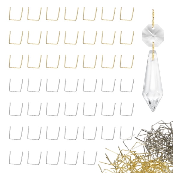 Uxcell 360 Pack Chandelier Crystal Hooks, 0.51 x 0.47 Inch Connector Clips for Fasten Connecting[Copper, Chrome & Gold]