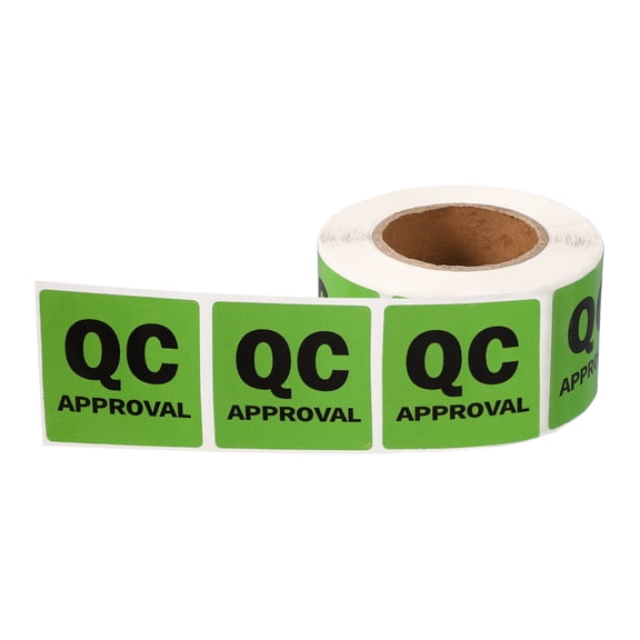 Uxcell 360 Pcs 1 Roll Adhesive QC APPROVAL Label Stickers, 1.5 Inch Square Inventory Control Labels Quality Control Stickers for Warehouse Management Inspection Organization, Green