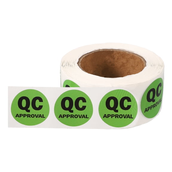 Uxcell 360 Pcs 1 Roll Adhesive QC APPROVAL Label Stickers, 1 Inch Circle Inventory Control Labels Quality Control Stickers for Warehouse Management Inspection Organization, Green
