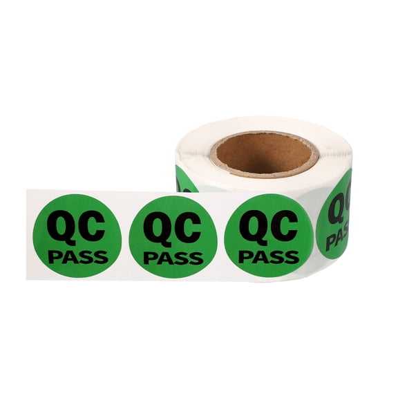Uxcell 360 Pcs 1 Roll Adhesive QC PASS Label Stickers, 1.5 Inch Circle Inventory Control Labels Quality Control Stickers for Warehouse Management Inspection Organization, Light Green