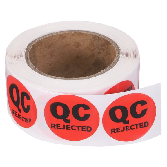 Uxcell 360 Pcs 1 Roll Adhesive QC REJECTED Label Stickers, 1 Inch Circle Inventory Control Labels Quality Control Stickers for Warehouse Management Inspection Organization, Red