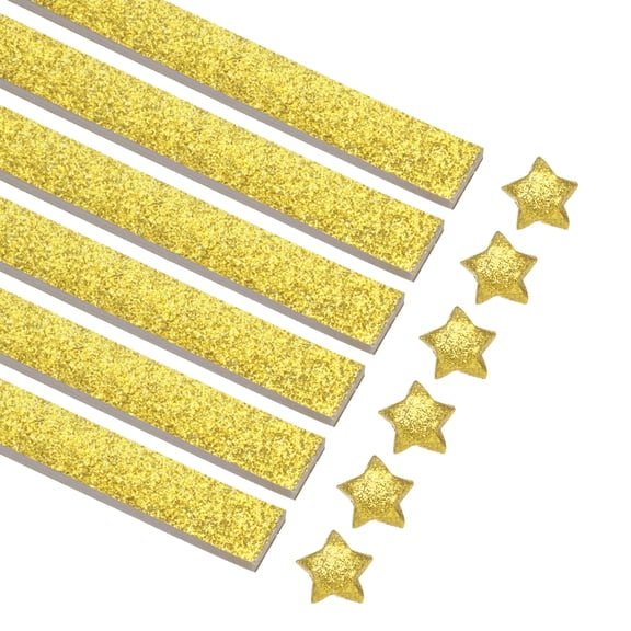 Uxcell 360 Sheets Origami Paper Glitter Stars Papers Gold Fold Paper for Beginner Arts Crafts Project,0.4 x 9.3"