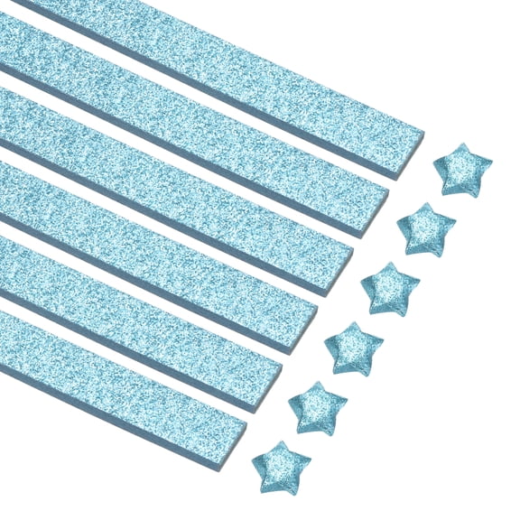 Uxcell 360 Sheets Origami Paper Glitter Stars Papers Light Blue Fold Paper for Beginner Arts Crafts Project,0.4 x 9.3"