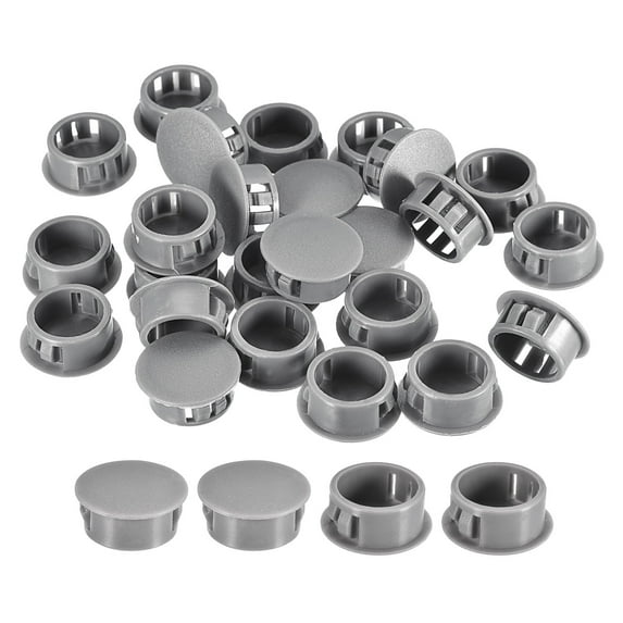 Uxcell 36Pack 7/8" Plastic Hole Plugs Panel Flush Type Knockout Locking Plugs, Gray