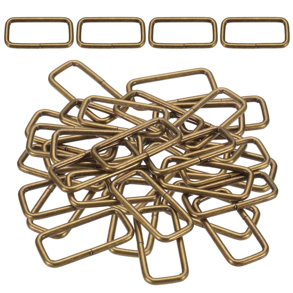 Uxcell 36Pcs Metal Rectangle Ring Buckles, 4/5" x 2" Square Strap Webbing Rings for Camping Dog Luggage, Bronze