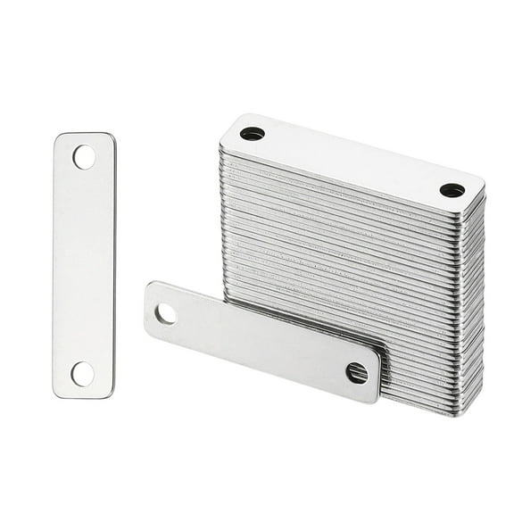 Uxcell 36Pcs Metal Stamping Blanks, 1.57 x 0.39" Rectangle Stamping Tags Blanks Plate Stainless Steel Double Hole DIY Name Tags for Laser Engraving Stamping ID Tags, Silver