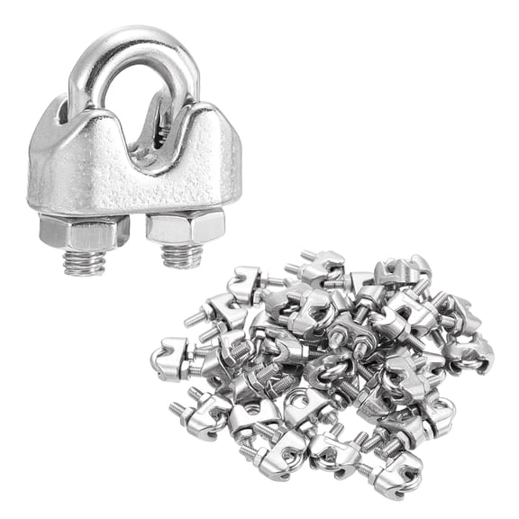 Uxcell 36Pcs M3 Wire Rope Clamps 1/8" 304 Stainless Steel Cable Clip Clamp