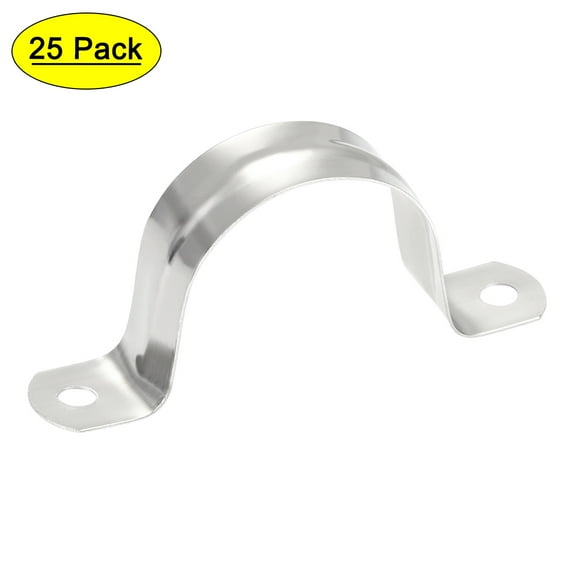 Uxcell 36mm(1.4") 201 Stainless Steel 2 Holes Rigid Pipe Strap Tension Tube Clamp 25 Pack