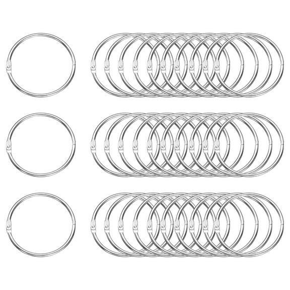Uxcell 36pcs Binder Rings 2 Inch Loose Leaf Binder Ring Metal Book Rings Colorful Loose Leaf Rings, Silver Tone