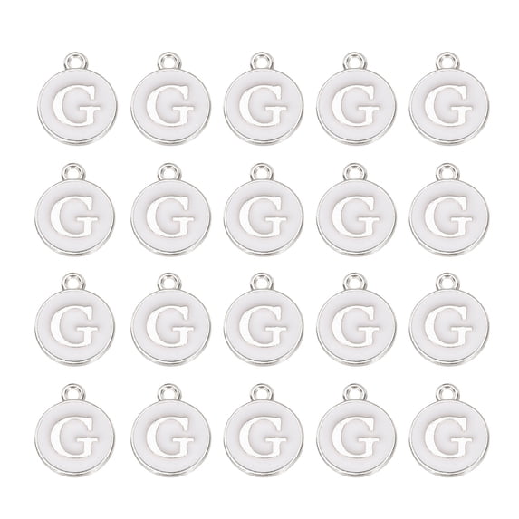 Uxcell 36pcs Pendants Letter Charm Initial Charm Alphabet G for DIY Necklace Bracelet Jewelry Making White & White