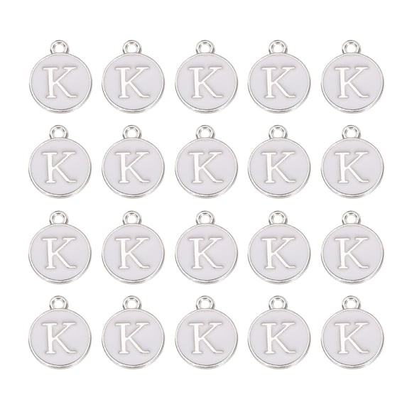 Uxcell 36pcs Pendants Letter Charm Initial Charm Alphabet K for DIY Necklace Bracelet Jewelry Making White & White