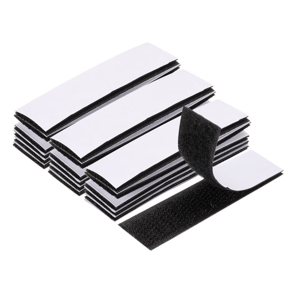 Uxcell 36set Hook and Loop Strips with Adhesive 0.8"x3" Double Sided Hook and Loop Tape Nylon Self Sticky Fastener, Black