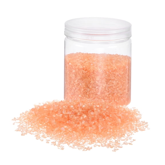 Uxcell 370g Crushed Glass Chips 1-3mm Irregular Broken Sprinkles Chunky Glass for Crafts DIY Vase Filler, Light Amber