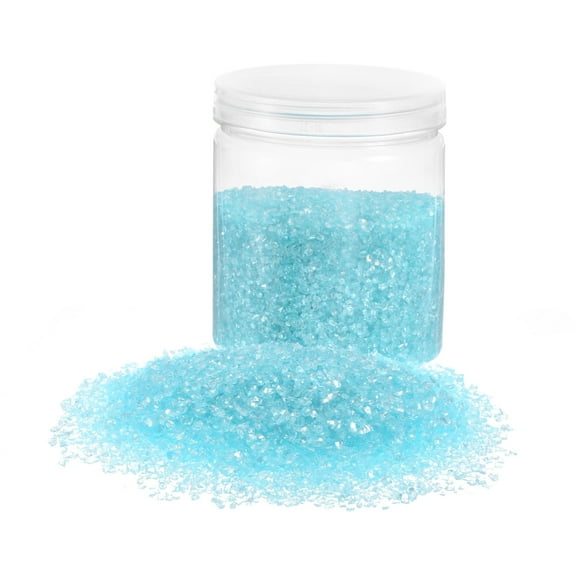 Uxcell 370g Crushed Glass Chips 1-3mm Irregular Broken Sprinkles Chunky Glass for Crafts DIY Vase Filler, Light Blue
