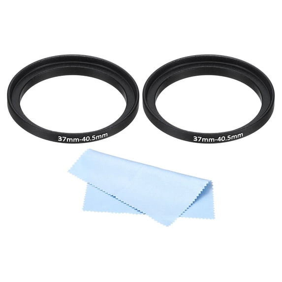 Uxcell 37mm-40.5mm Step Up Ring with Cleaning Cloth, 2 Pack Camera Lens Filter Adapter Ring, Black
