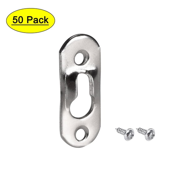 Uxcell 37mm x 14mm Keyhole Hanging Plate Iron Zinc Plated 50 Pack