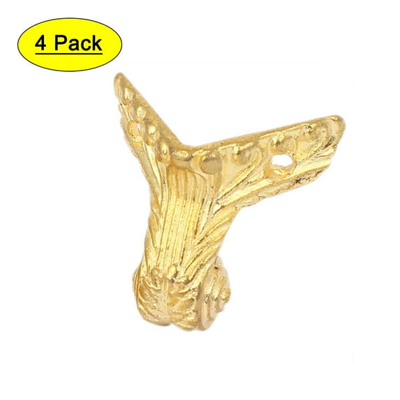 Uxcell 37mmx29mmx38mm Zinc Alloy Retro Style Furniture Foot Corner Gold Tone 4pcs
