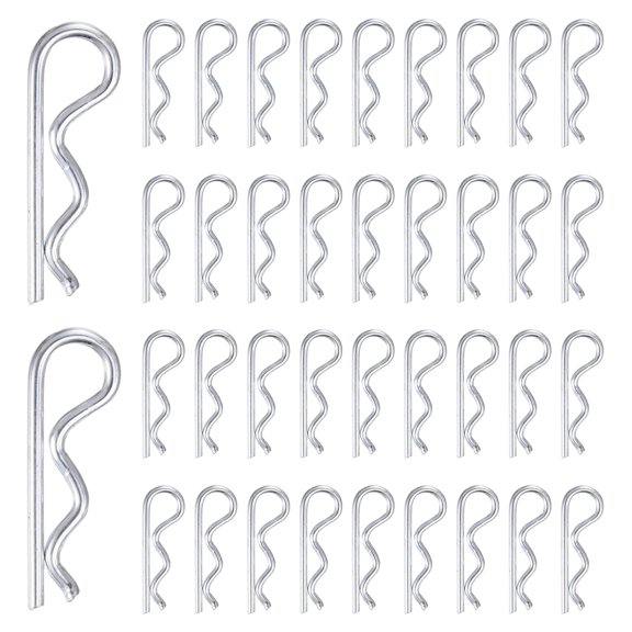 Uxcell 38-Pack Cotter Pins, 2.5 mm Dia 1.7" Long Spring Steel R Clips for Trailer Locking/Mechanics, Spring Fasteners Hitch Pin [Silver]