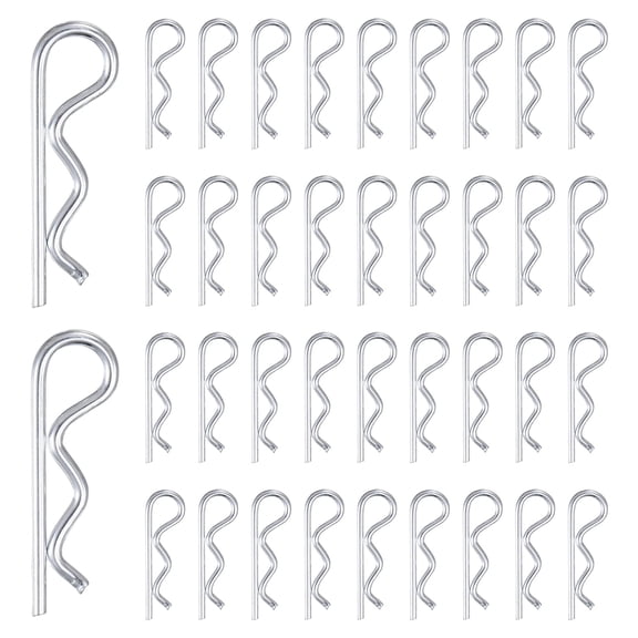 Uxcell 38-Pack Cotter Pins, 2.5 mm Dia 1.8" Long Spring Steel R Clips for Trailer Locking/Mechanics, Spring Fasteners Hitch Pin [Silver]