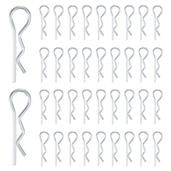 Uxcell 38-Pack Cotter Pins, 2 mm Dia 1.8" Long Spring Steel R Clips for Trailer Locking/Mechanics, Spring Fasteners Hitch Pin [Silver]