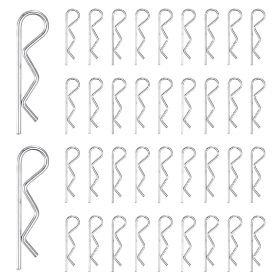 Uxcell 38-Pack Cotter Pins, 2 mm Dia 2" Long Spring Steel R Clips for Trailer Locking/Mechanics, Spring Fasteners Hitch Pin [Silver]