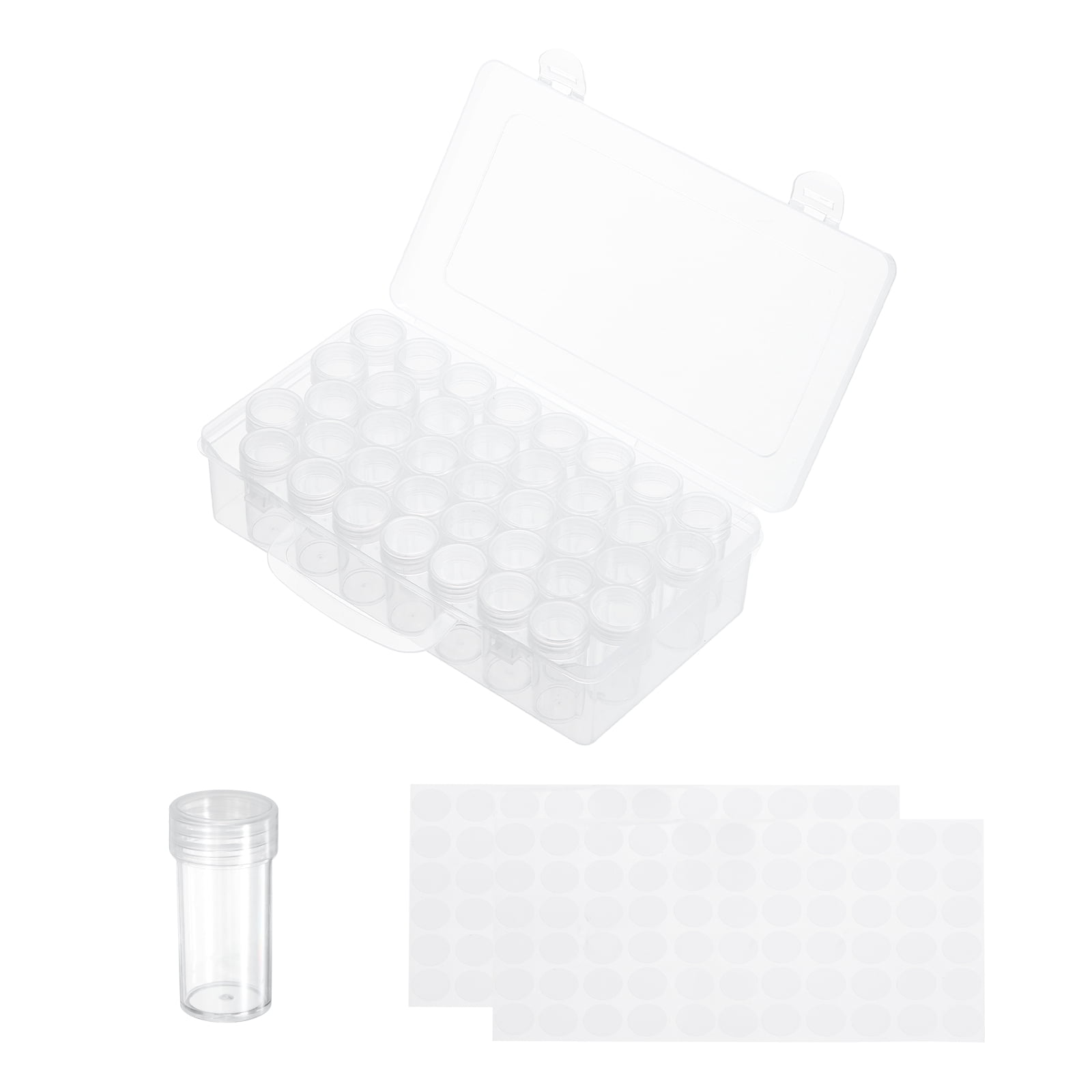 Uxcell 38 Slots Diamond Art Storage Containers, Clear Plastic Diamond Art Painting Beads Organizer Case Accessories with Labels for Jewelry Nail Crafts Rhinestones, 8.8x4.8x2.2inch