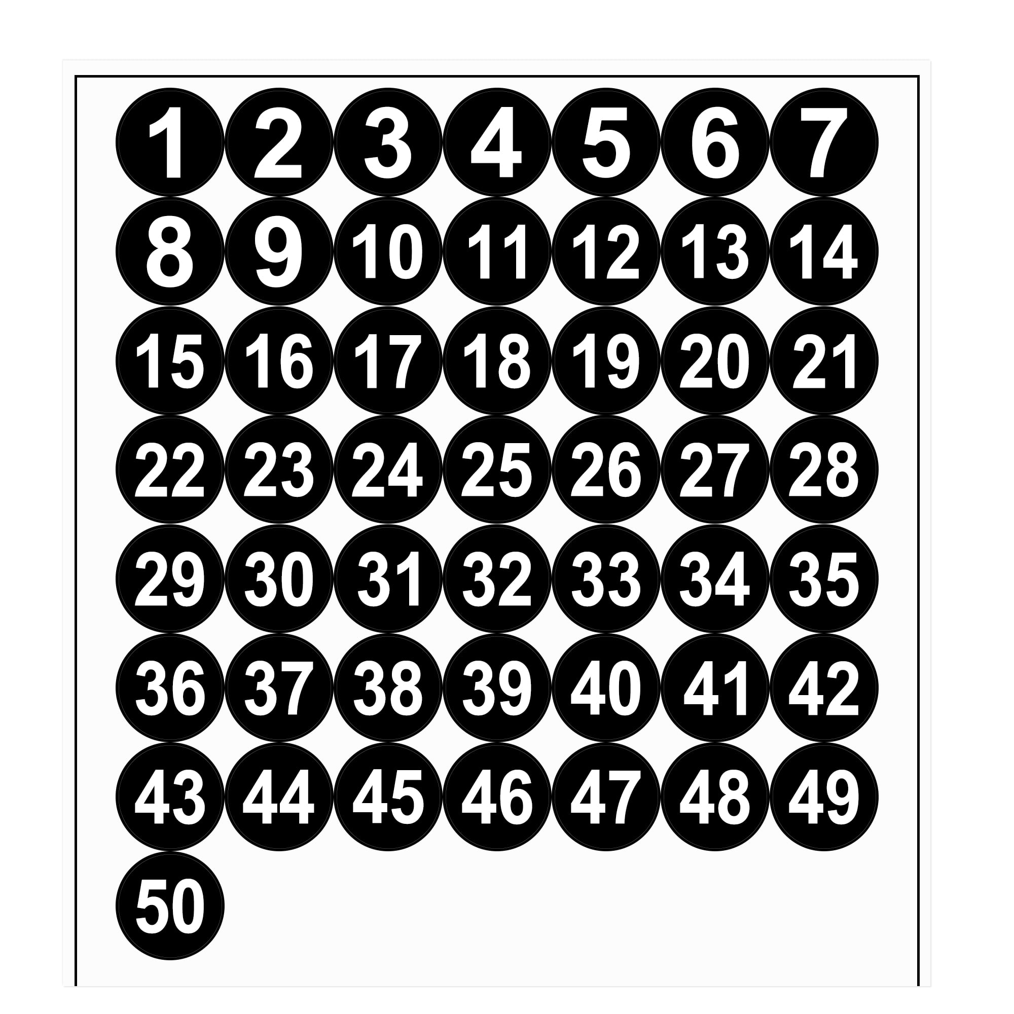 Uxcell 38mm Dia PVC Round Number Stickers Number 1-50 Blue