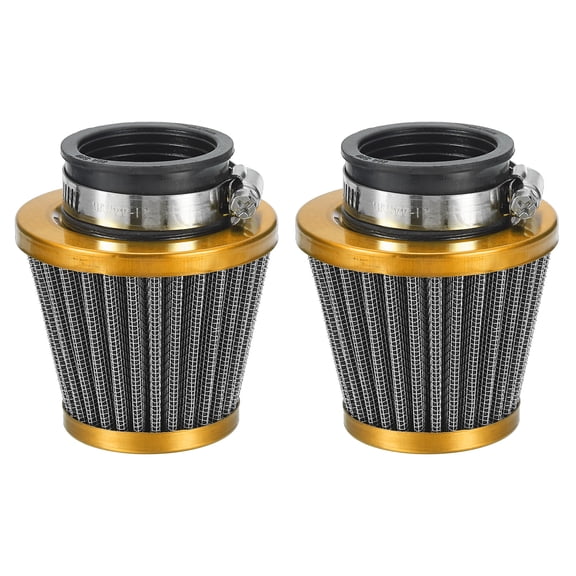 Uxcell 38mm Motorcycle Air Filter, Metal Mini Bike Air Cleaner Parts, Gold 2 Pcs
