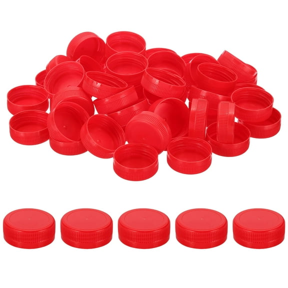 Uxcell 38mm Plastic Bottle Caps for Craft, 100Pcs Reusable Protection Bottle Screw Lids for Lid Replacement DIY Craft Intelligence Development, Red
