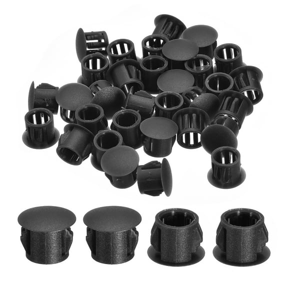Uxcell 38pack 10mm(3/8")" Nylon Hole Plugs, Flush Type Panel Round Snap In Fastener Knockout Plugs, Black