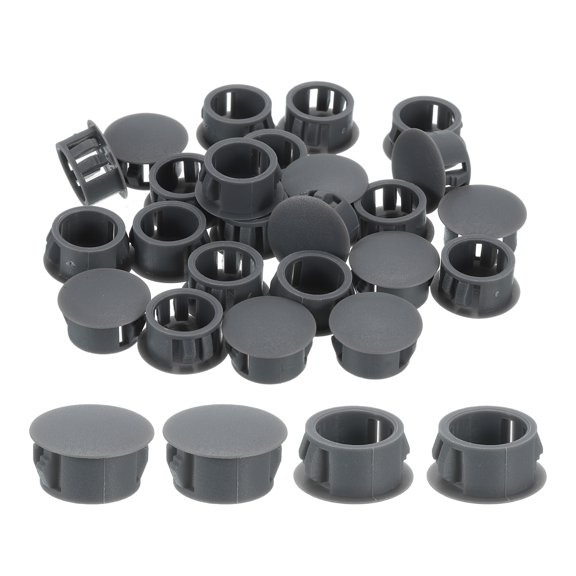 Uxcell 38pack 16mm(5/8")" Nylon Hole Plugs, Flush Type Panel Round Snap In Fastener Knockout Plugs, Gray
