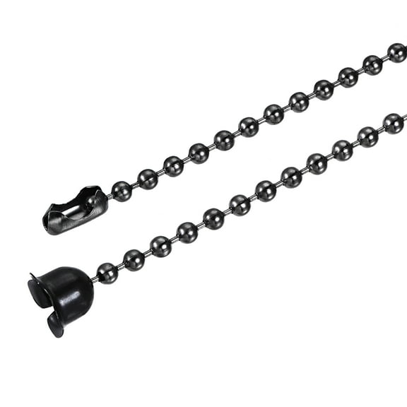 Uxcell 39.4" Long 0.12" Diameter Black Beaded Link with Connectors and Pendant Pull Chain Extension