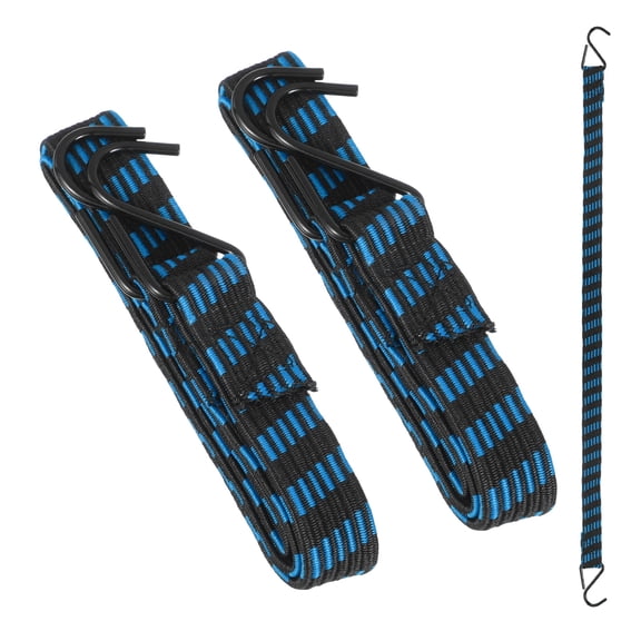 Uxcell 39" Adjustable Bungee Cords with Hook, 2Pcs Heavy Duty Outdoor Elastic Bungee Straps for Securing Luggage Moving Cargo, Blue
