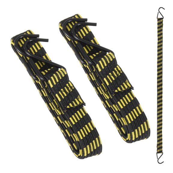 Uxcell 39" Adjustable Bungee Cords with Hook, 2Pcs Heavy Duty Outdoor Elastic Bungee Straps for Securing Luggage Moving Cargo, Yellow