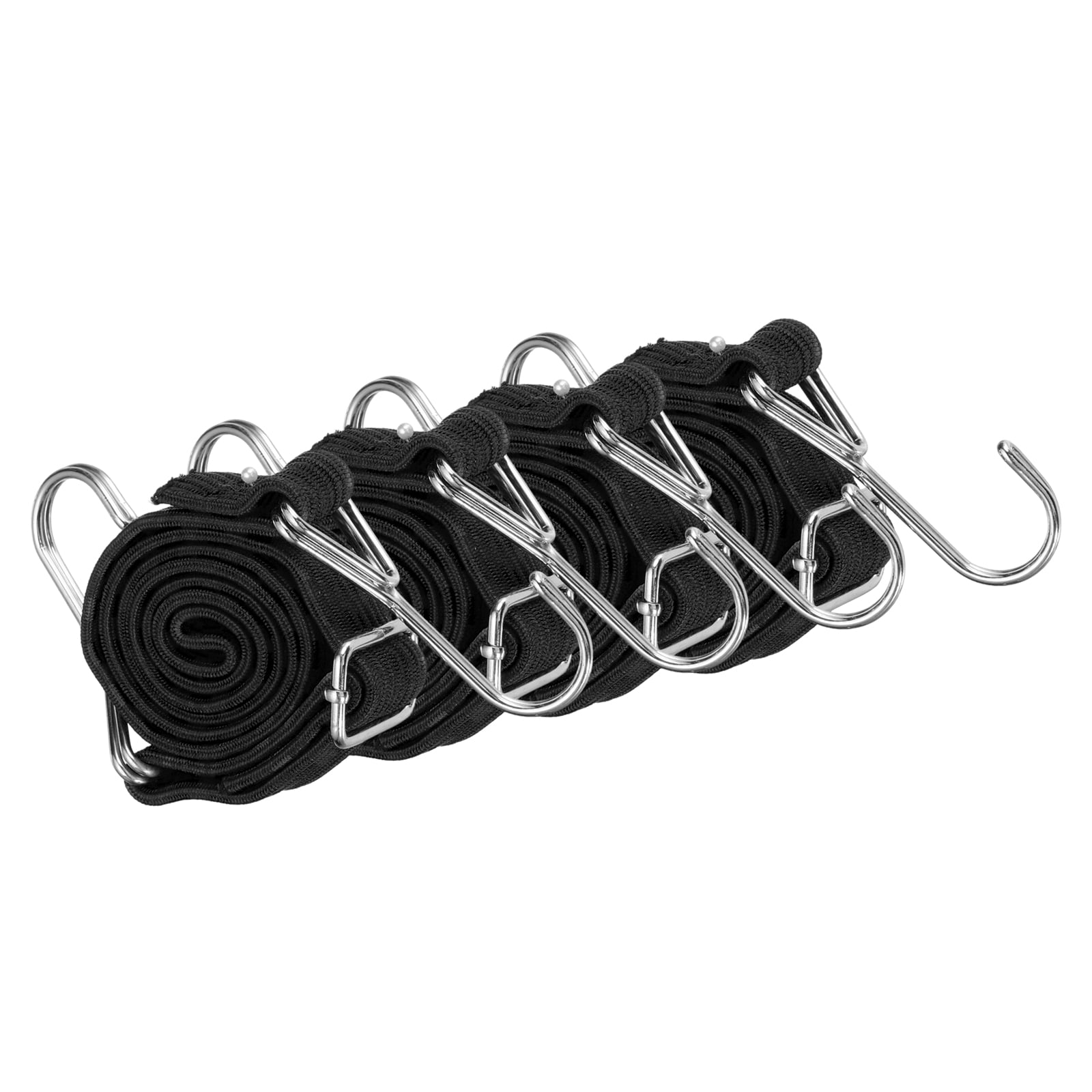 Uxcell 39" Adjustable Bungee Cords with Stainless Steel Hook, 4Pcs Heavy Duty Outdoor Elastic Bungee Strap for Securing Luggage Moving Cargo, Black