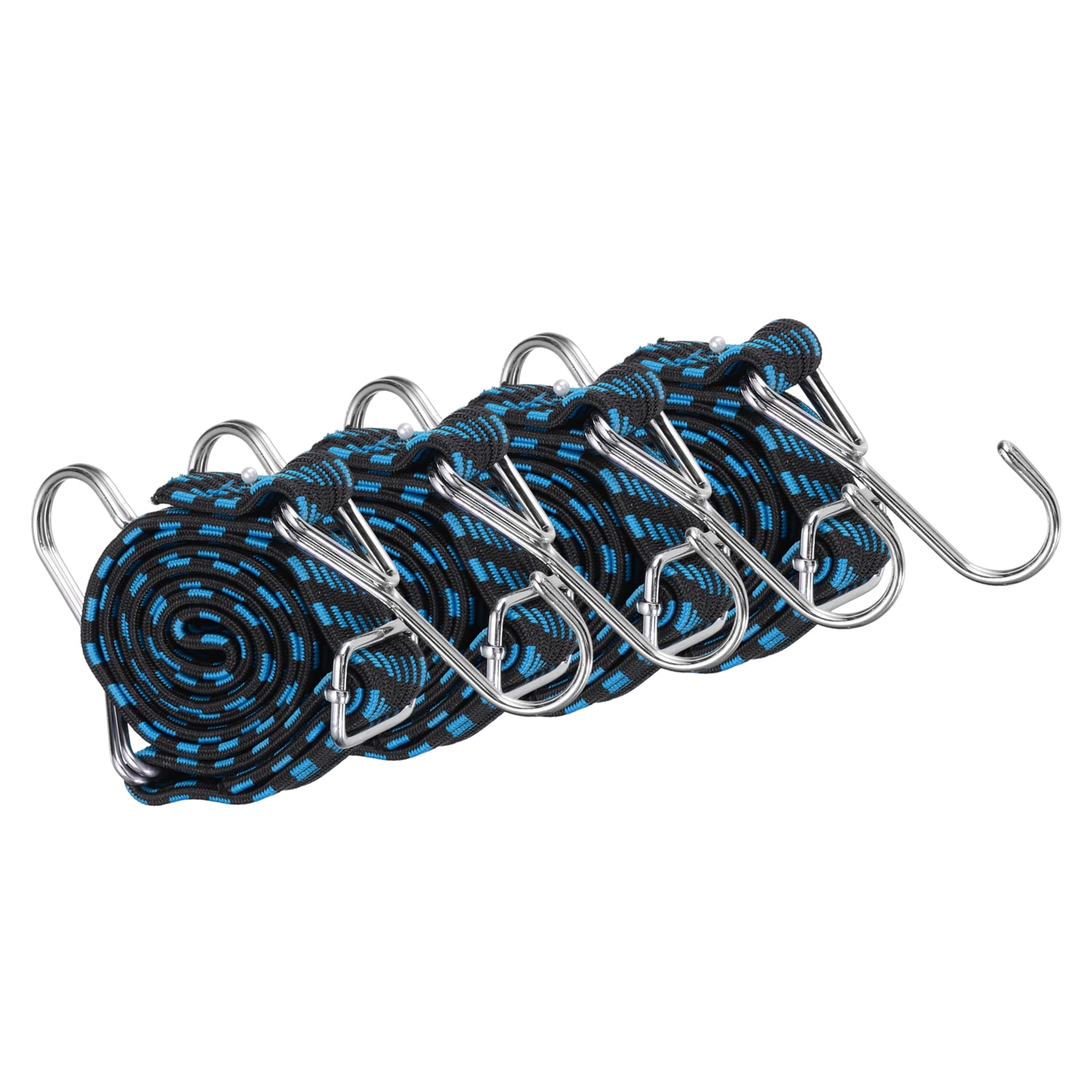 Uxcell 39" Adjustable Bungee Cords with Stainless Steel Hook, 4Pcs Heavy Duty Outdoor Elastic Bungee Strap for Securing Luggage Moving Cargo, Blue