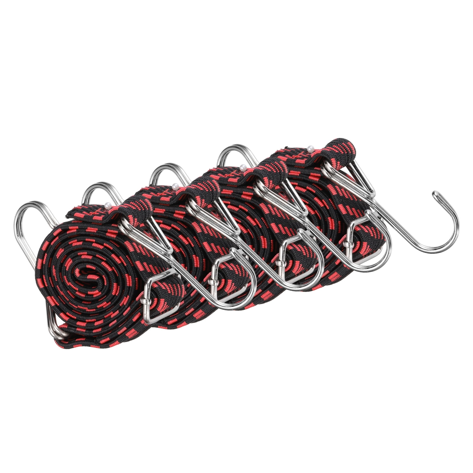 Uxcell 39" Adjustable Bungee Cords with Stainless Steel Hook, 4Pcs Heavy Duty Outdoor Elastic Bungee Strap for Securing Luggage Moving Cargo, Red