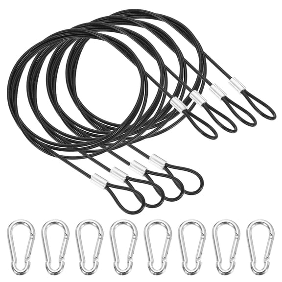 Uxcell 39" Safety Cable Lock 4Pcs 304 Stainless Steel Security Wire Rope Black