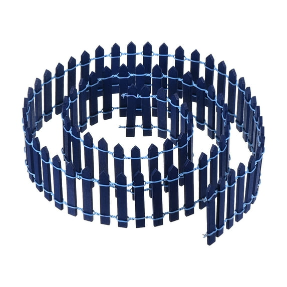Uxcell 39" L x 2" H Wood Miniature Mini Fairy Garden Picket Fence, Blue