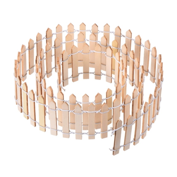 Uxcell 39" L x 2" H Wood Miniature Mini Fairy Garden Picket Fence, Natural Color