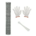 thumbnail image 1 of Uxcell 394"x14" Chicken Wire Mesh 0.6 Inch Hexagonal Galvanized Chicken Wire Fencing with Zip Ties and Gloves, 1 of 6