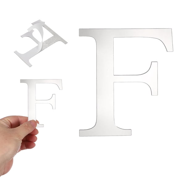 Uxcell 3D Alphabet Mirror Wall Stickers, 4" Acrylic Alphabet Wall Decal Self-Adhesive House Letter Number Home Decor Art Letter Sign for Living Room, Bedroom Decor (Silver, Letter F)