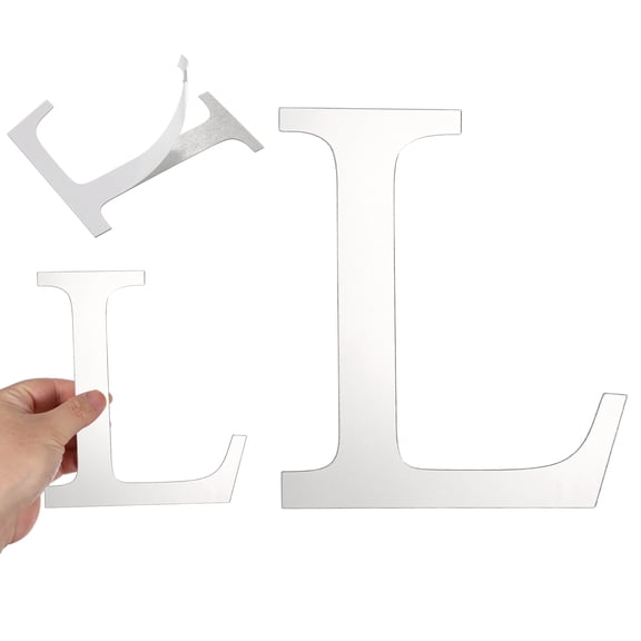 Uxcell 3D Alphabet Mirror Wall Stickers, 8" Acrylic Alphabet Wall Decal Self-Adhesive House Letter Number Home Decor Art Letter Sign for Living Room, Bedroom Decor (Silver, Letter L)