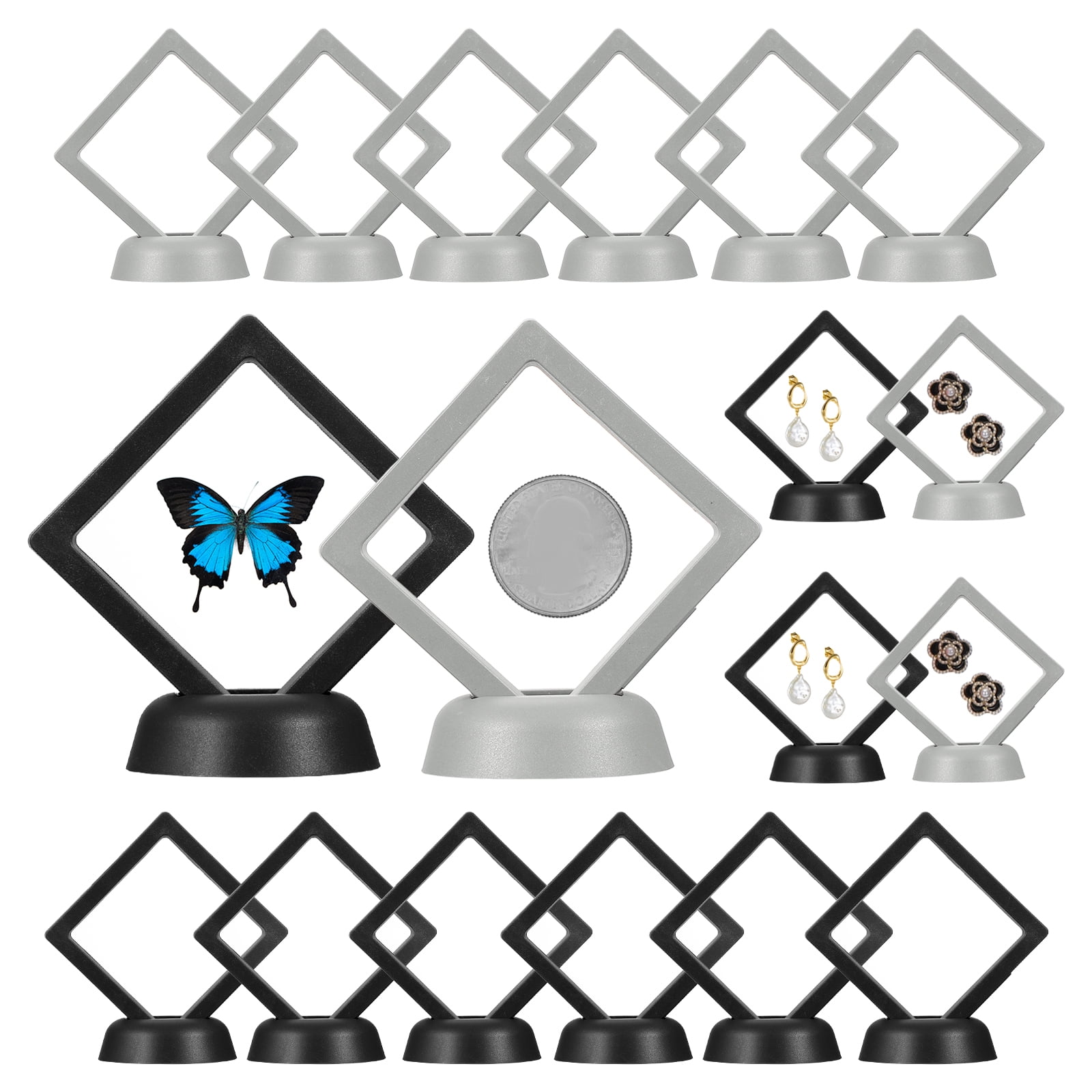 Uxcell 3D Floating Frame Display Stand, 24 Pack 2.8x2.8 Inch Challenge ...