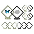 thumbnail image 1 of Uxcell 3D Floating Frame Display Stand Challenge Coin Display Stand Holder Transparent PE Black&Green, 1 of 7