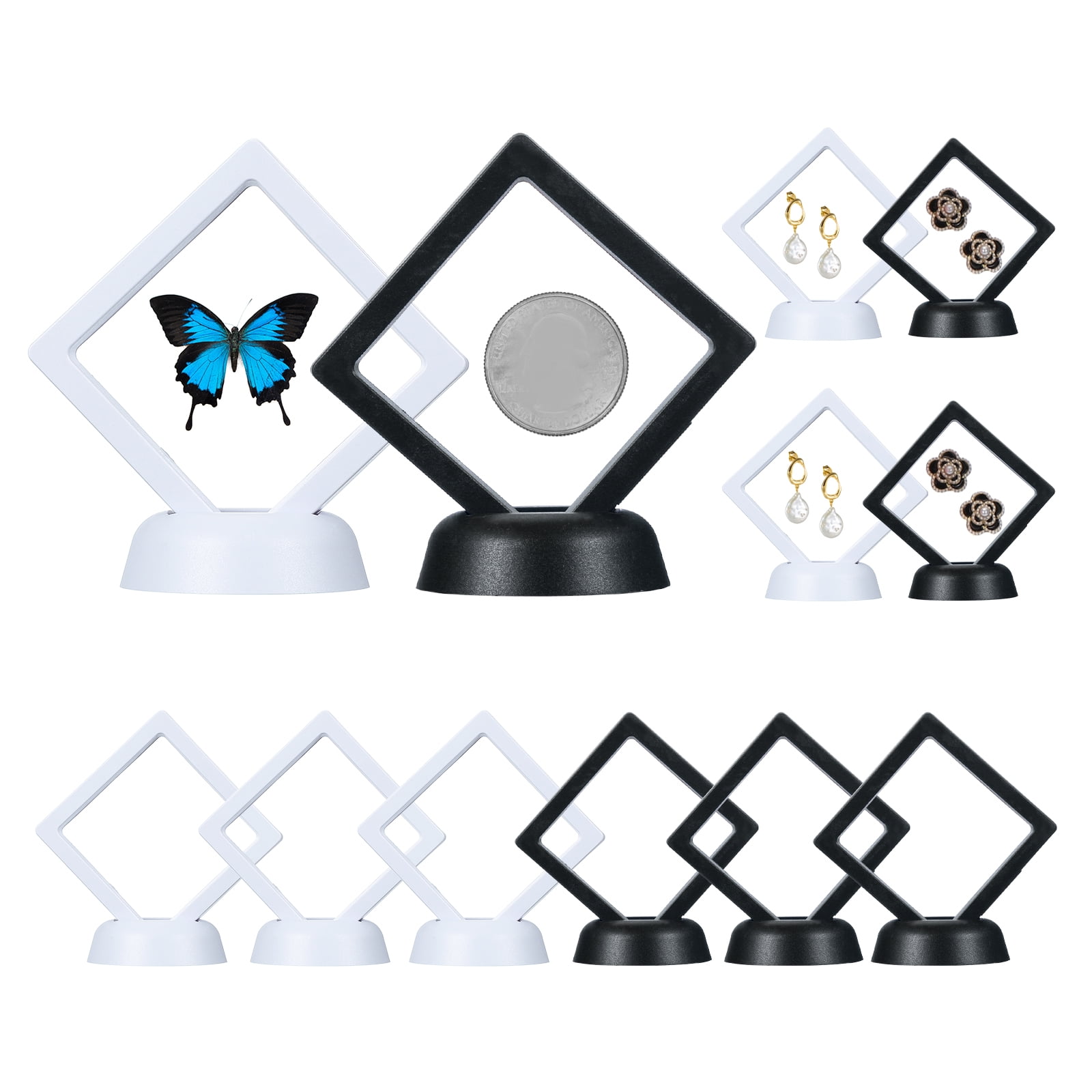 Uxcell 3D Floating Frame Display Stand, 12 Pack 2.8x2.8 Inch Challenge ...