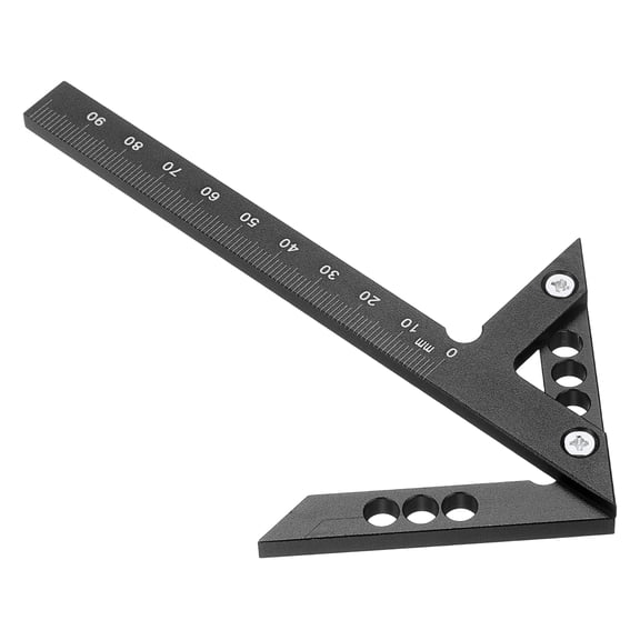 Uxcell 3D Multi-Angle Measuring Ruler 45/90 Degree Metric Aluminum Alloy Woodworking Square Protractor Miter Triangle Ruler for Engineer Carpenter, Black