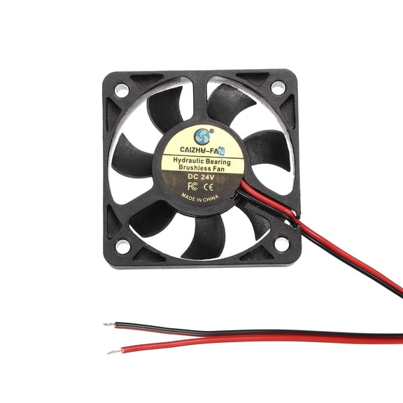 Uxcell 3D Printer Cooling Fan, 24V 5010 Extruder Hot End Cooling Fan Replacement 6016RPM with Pre-Stripped Wire Tips for 3D Printer Computer CPU Heatsink, 50x50x10mm, Black