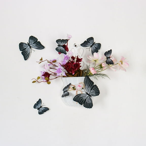 Uxcell 3D Removable Butterfly Wall Stickers Art Decals Black 24Pcs
